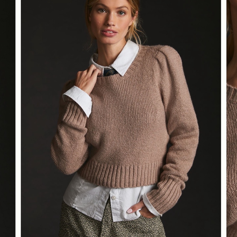 Maeve by Anthropologie Crew Neck Puff Sleeve Sweater XS